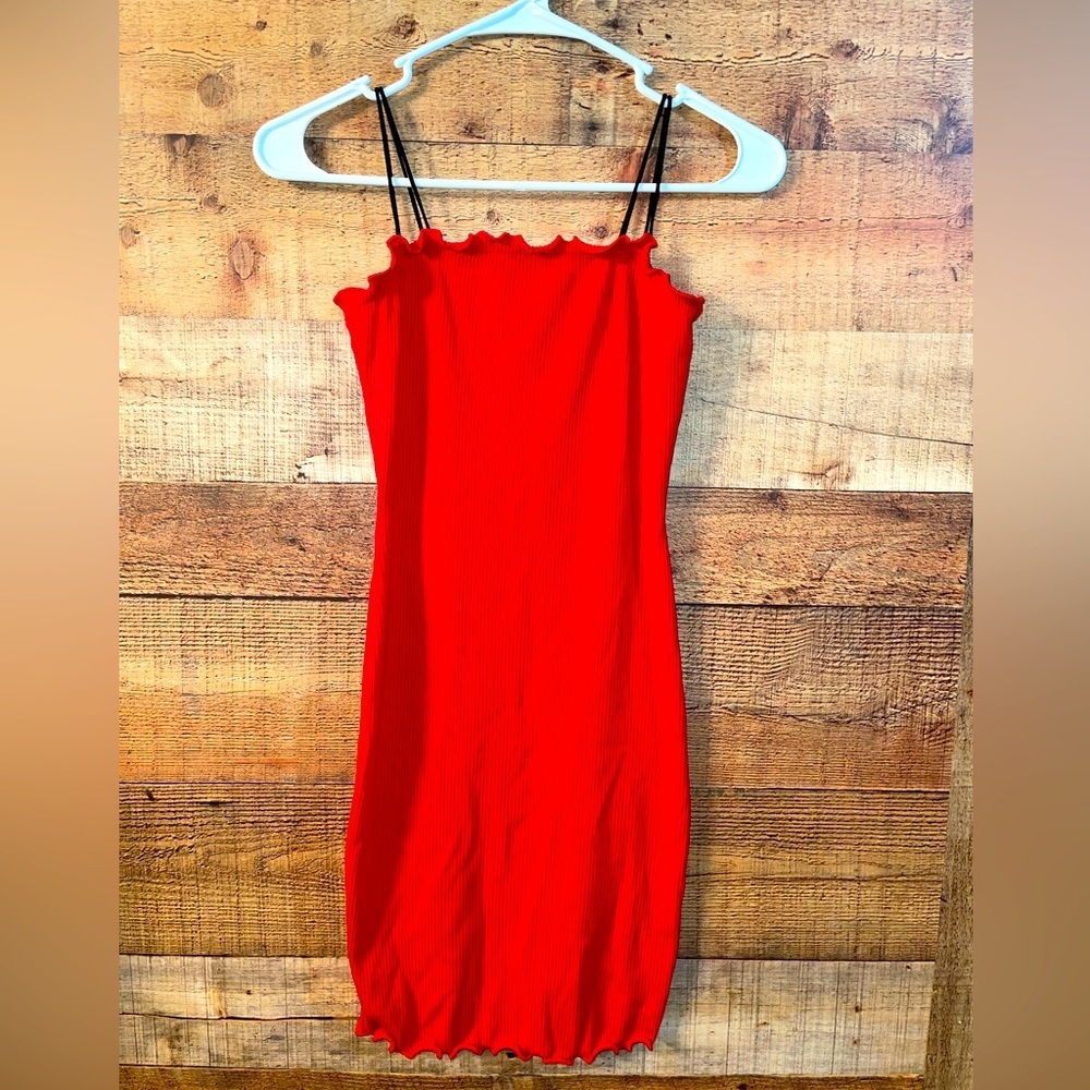 Popular 21 red ruffle mini bodycon Dress